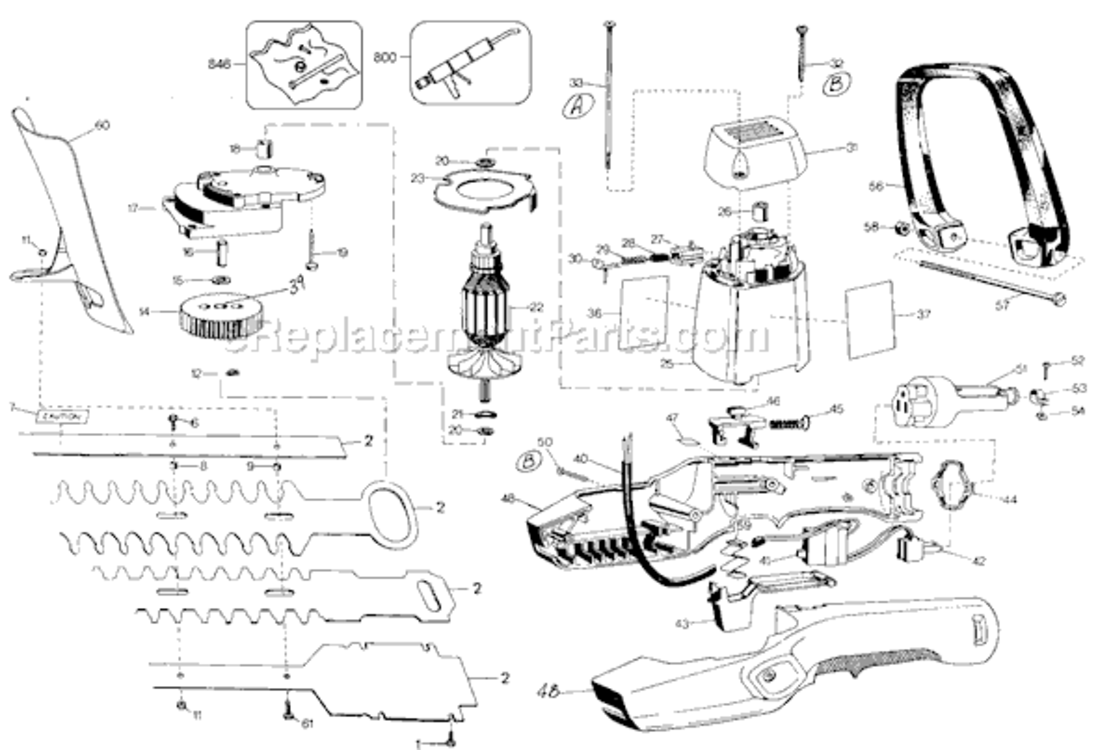 Page A Diagram and Parts List for 8124 Type 4 Black and Decker Hedge Trimmer